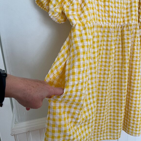 Yellow Gingham Women's Dress - Picture 6 of 12
